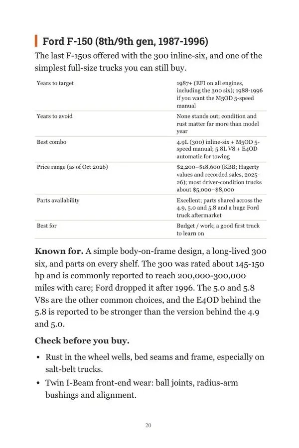 A truck profile